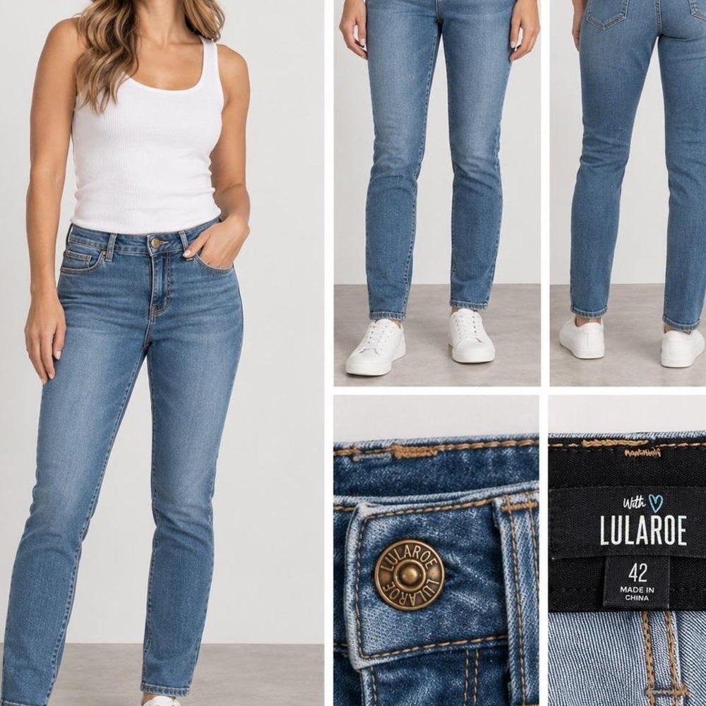 LuLaRoe Skinny Jeans Womens 42 (22) Blue Excellent Casual Chic Minimalist Denim